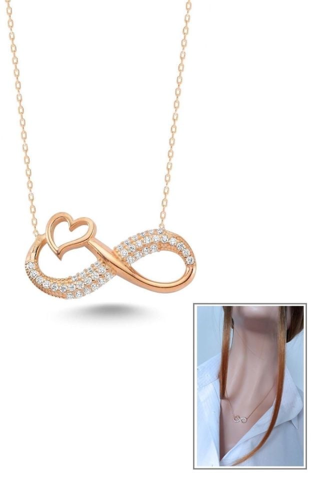 Kalpli Sonsuzluk Kolyesi – Rose Gold Kaplama, 925 Ayar Gümüş | Chekmece