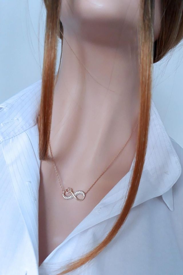 Kalpli Sonsuzluk Kolyesi – Rose Gold Kaplama, 925 Ayar Gümüş | Chekmece