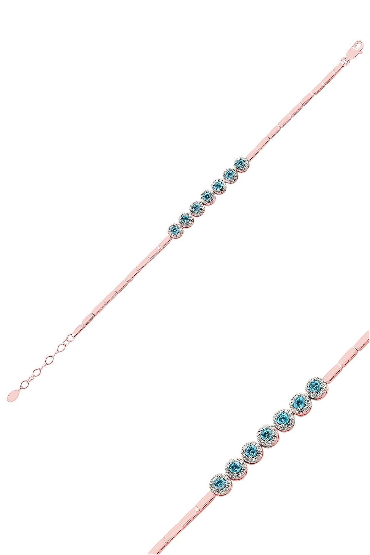 Turkuaz Çiçek Anturaj Bileklik Rose