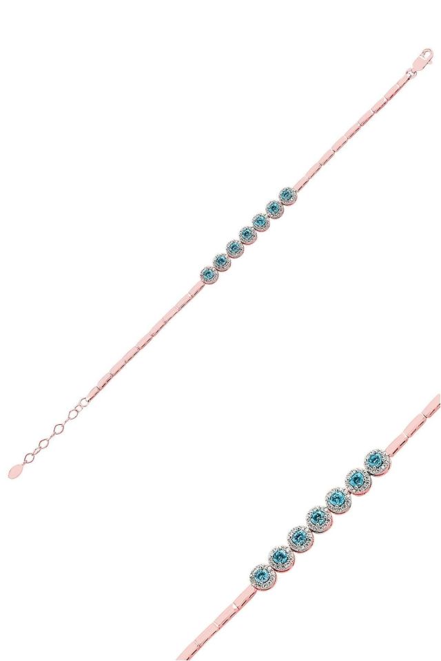 Turkuaz Çiçek Anturaj Bileklik Rose