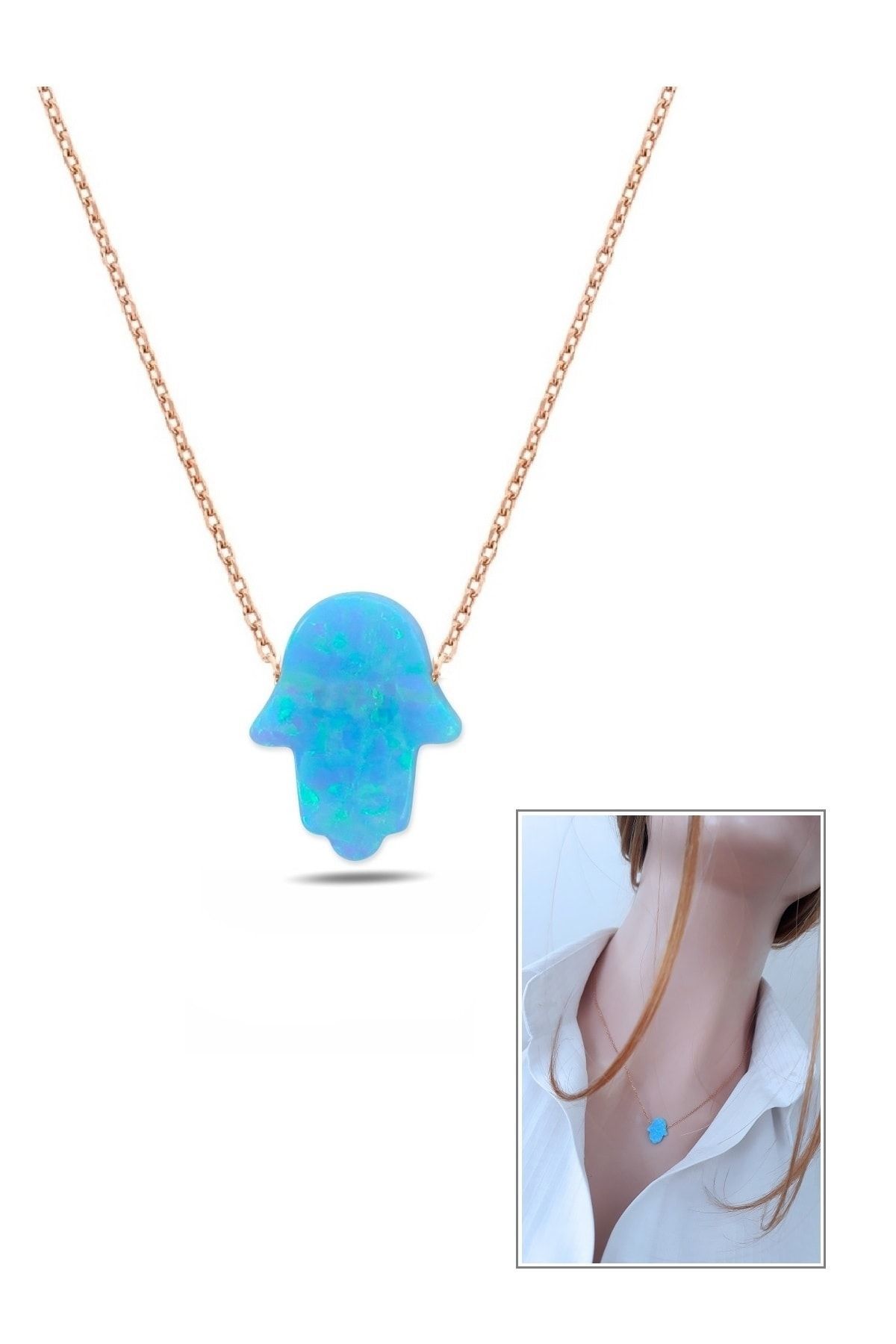 Opal Fatma'nın Eli Kolye (a.mavi) _rose