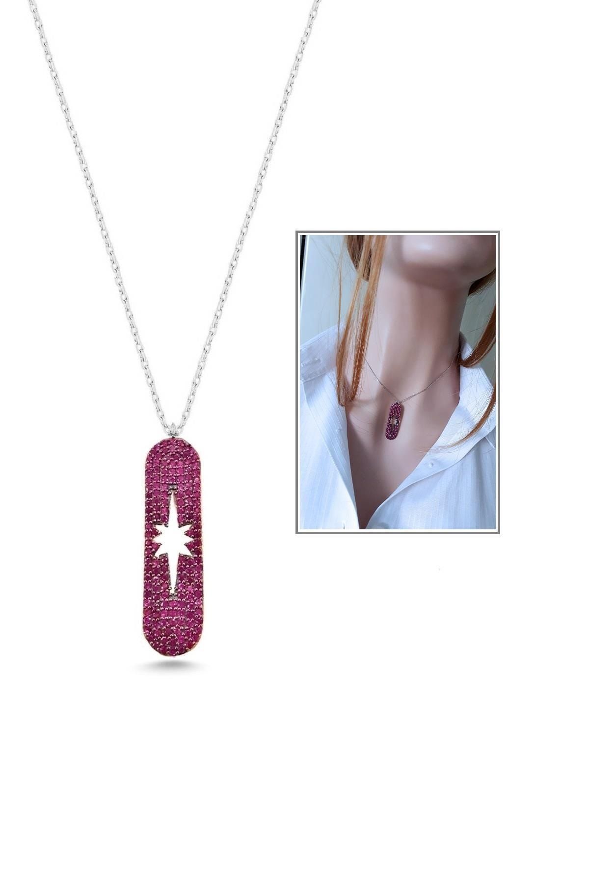 Yıldız Motifli Tarz Kolye - Fuşya