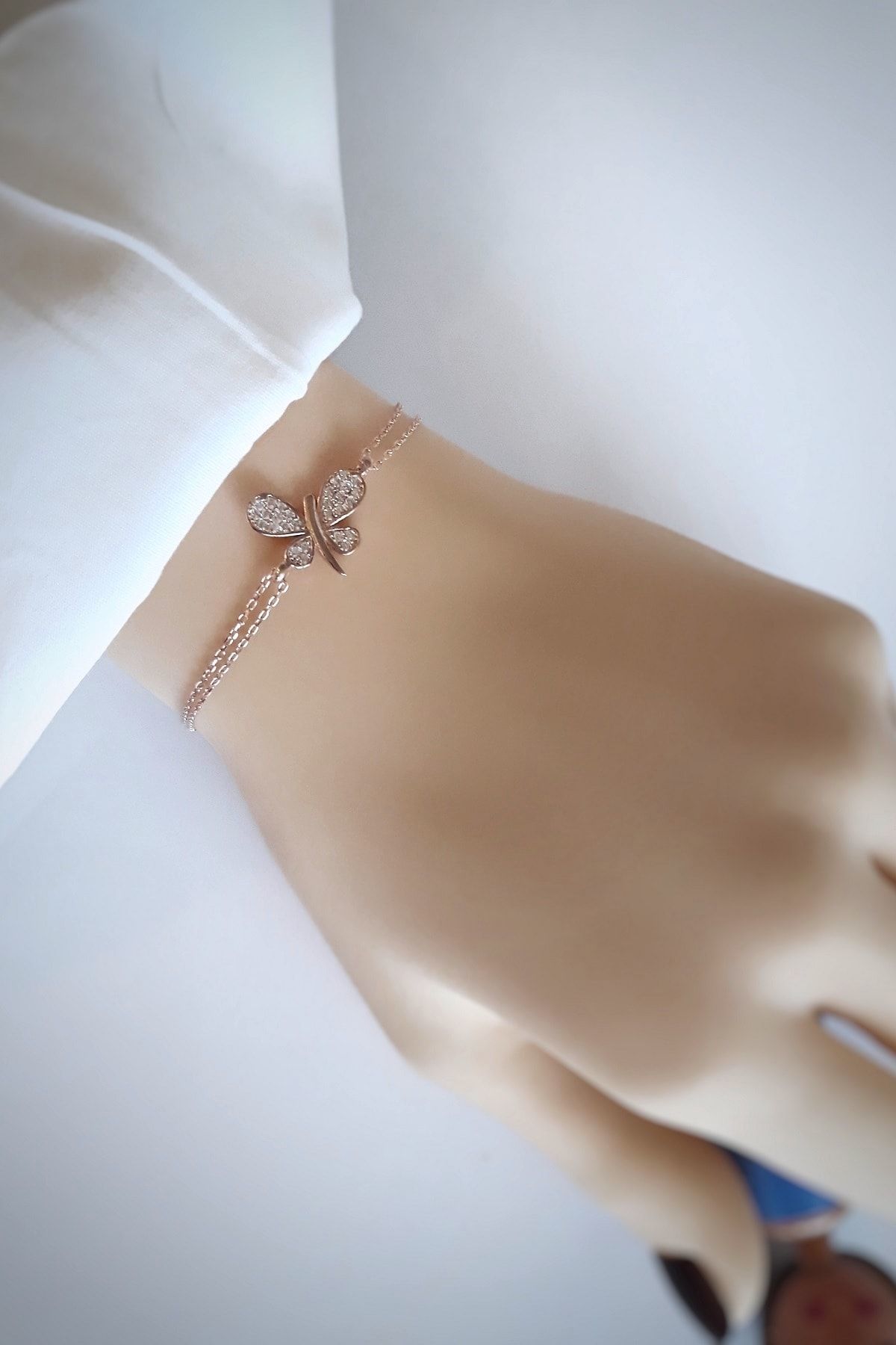Mini Ak Kelebek Bileklik _rose