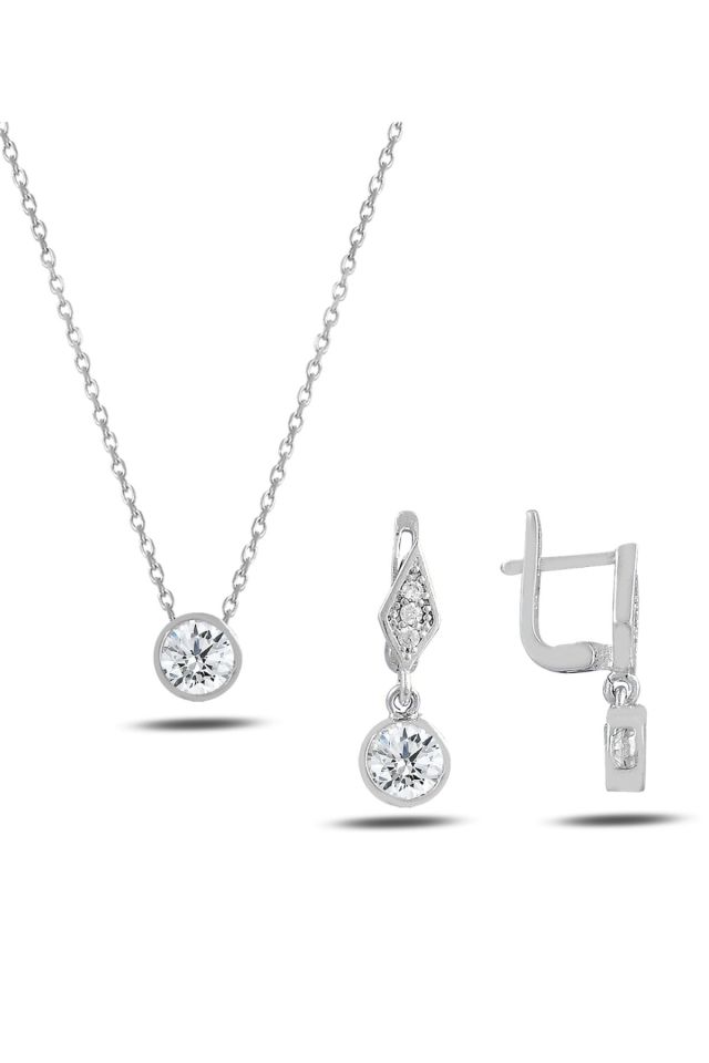 Kadın Kristal Zirkon Elmas Model Tektaş İkili Set RGS90010