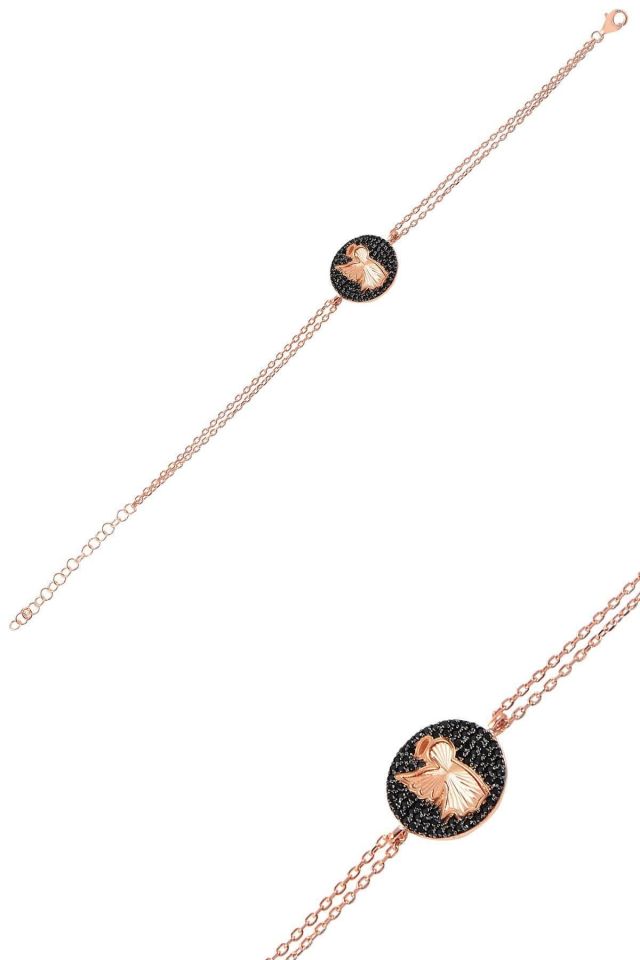Melek Figürlü Zincir Bileklik – 925 Ayar Rose Gold Kaplama Gümüş