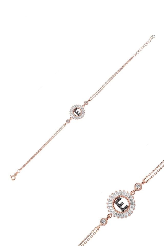 Öze Dönüş – E Harfi Gümüş Bileklik | Rose Gold Kaplamalı