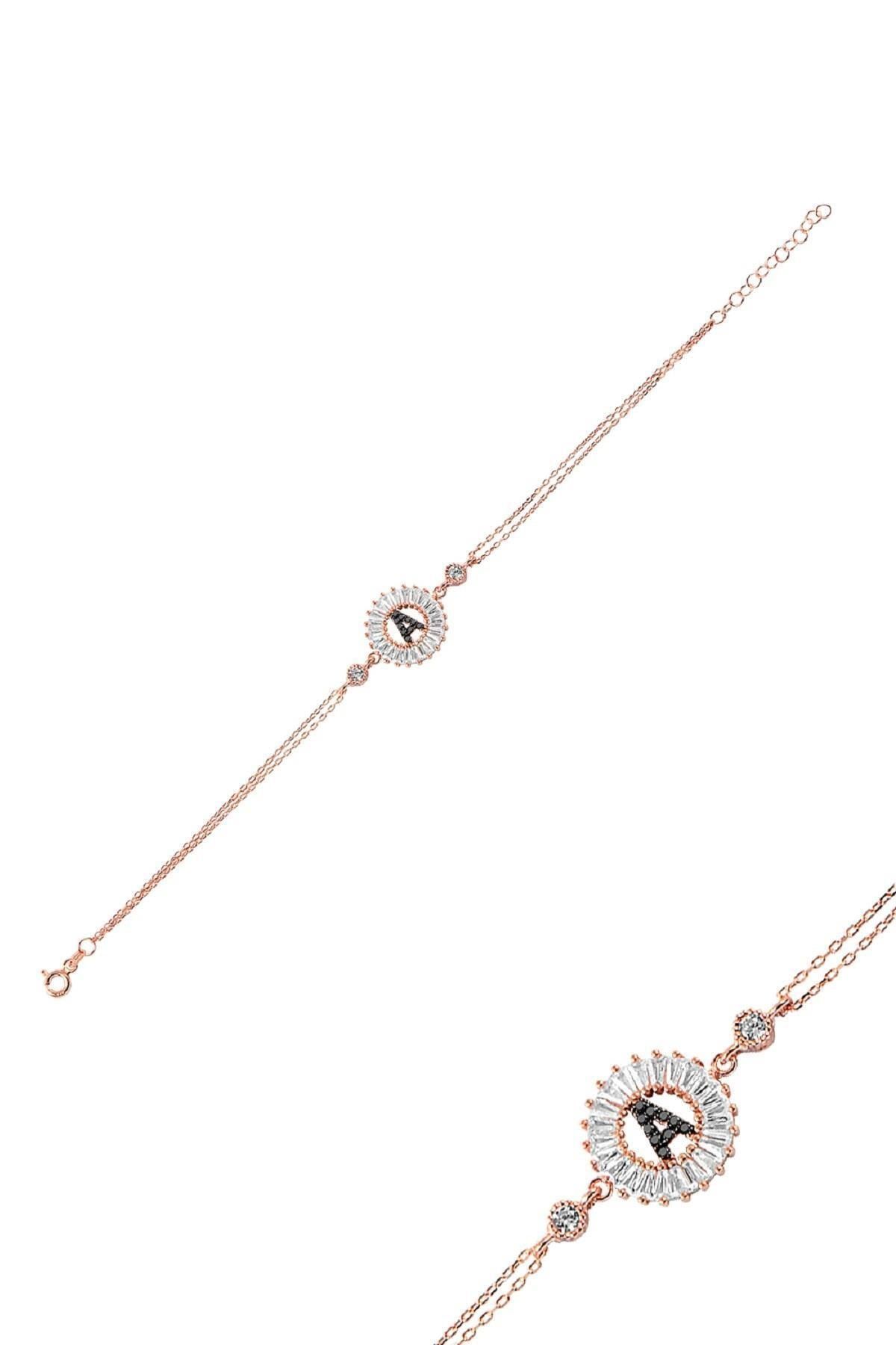Öze Dönüş – A Harfi Gümüş Bileklik | Rose Gold Kaplamalı