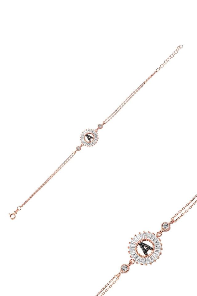 Öze Dönüş – A Harfi Gümüş Bileklik | Rose Gold Kaplamalı