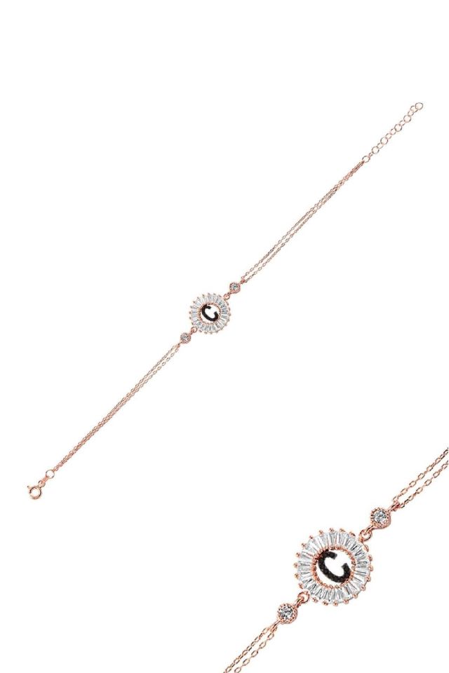 Öze Dönüş – C Harfi Gümüş Bileklik | Rose Gold Kaplamalı