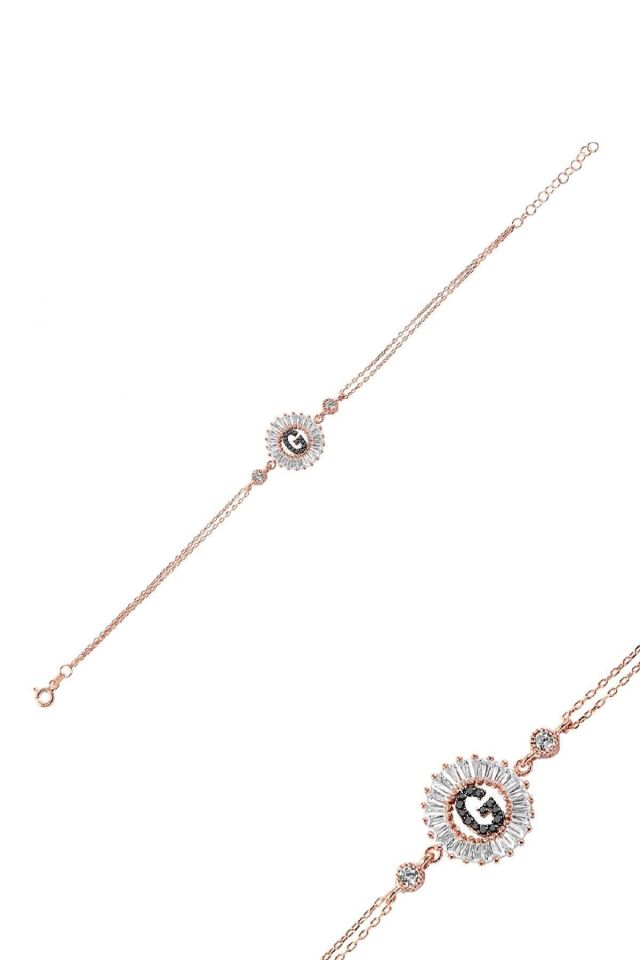 Öze Dönüş – G Harfi Gümüş Bileklik | Rose Gold Kaplamalı