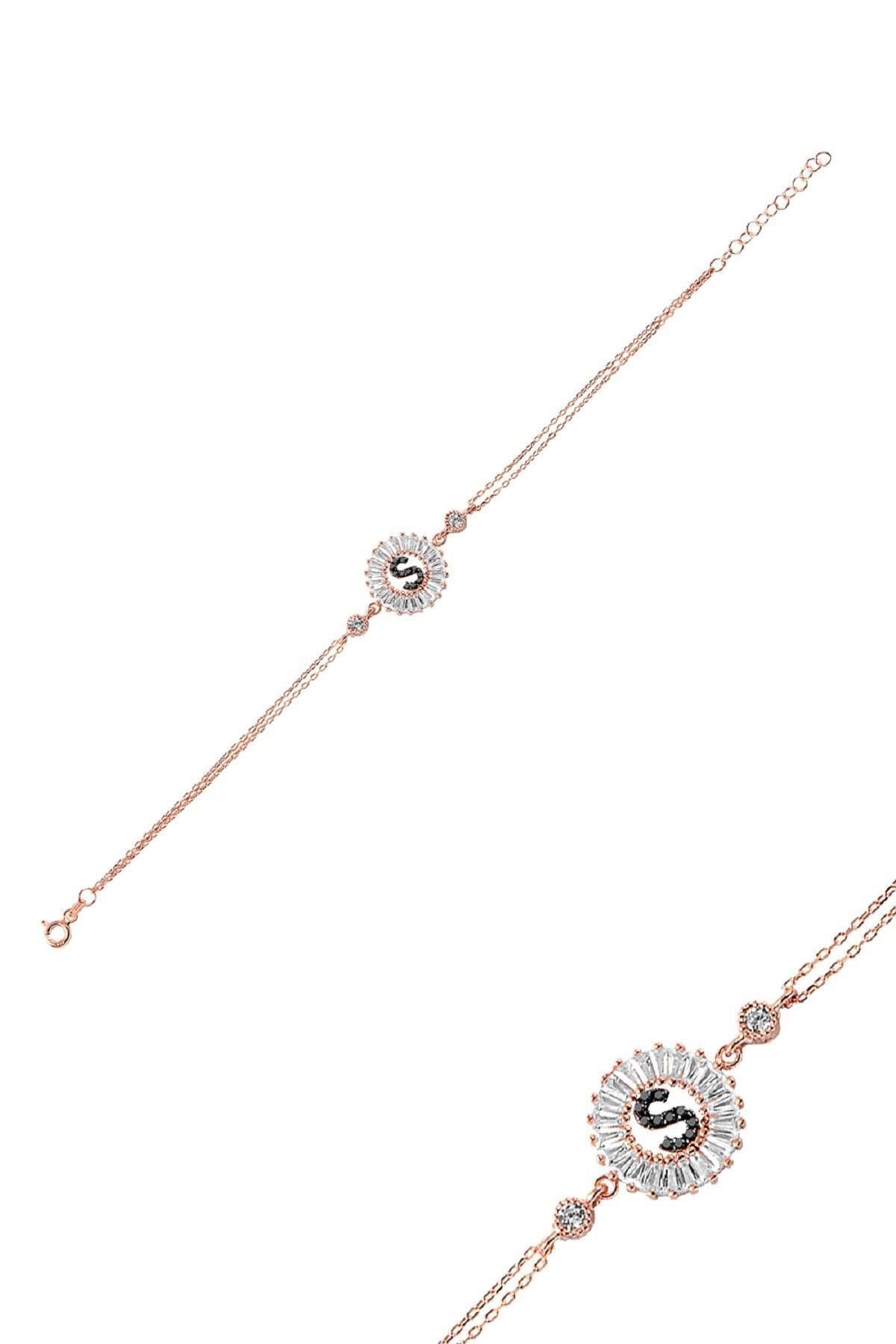 Öze Dönüş – S Harfi Gümüş Bileklik | Rose Gold Kaplamalı