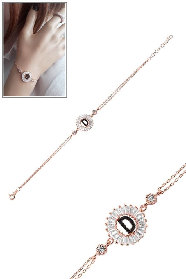 Öze Dönüş – D Harfi Gümüş Bileklik | Rose Gold Kaplamalı