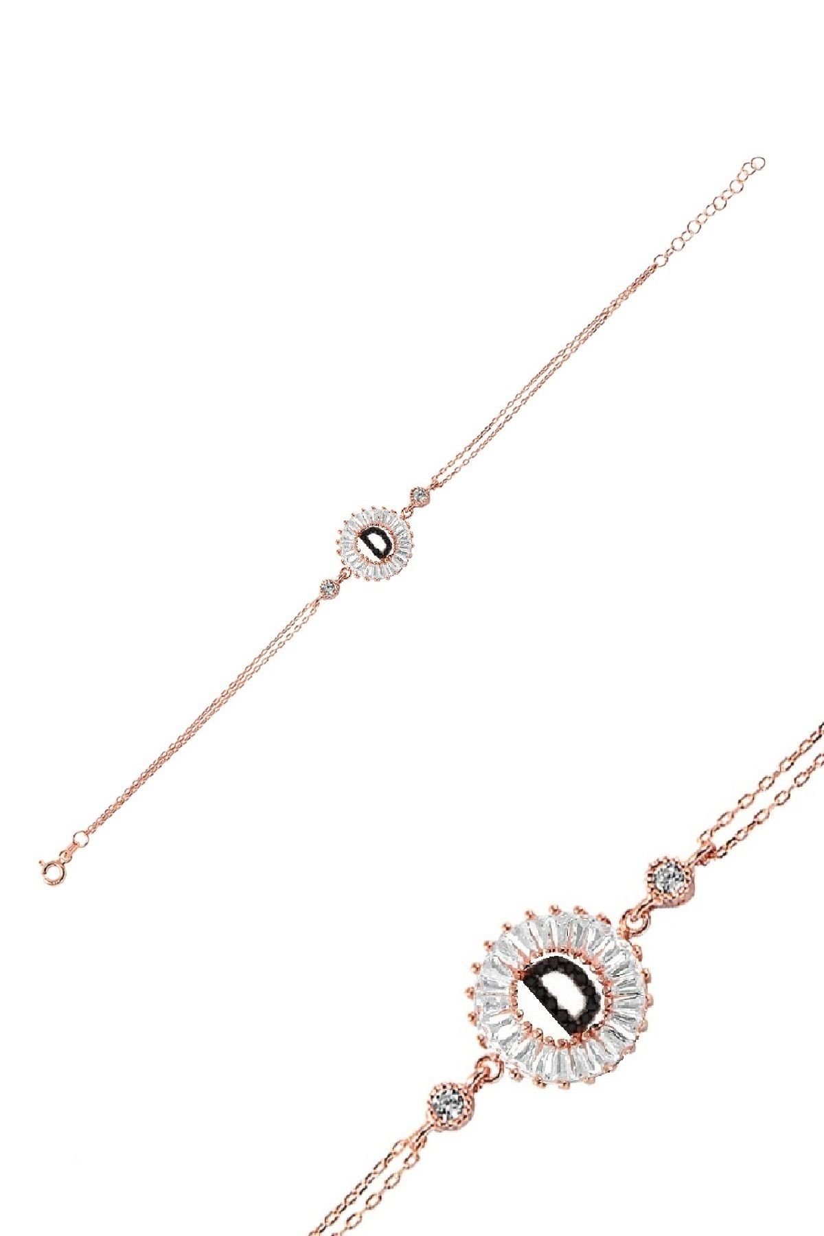 Öze Dönüş – D Harfi Gümüş Bileklik | Rose Gold Kaplamalı