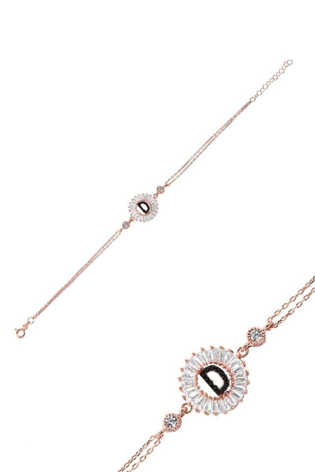 Öze Dönüş – D Harfi Gümüş Bileklik | Rose Gold Kaplamalı