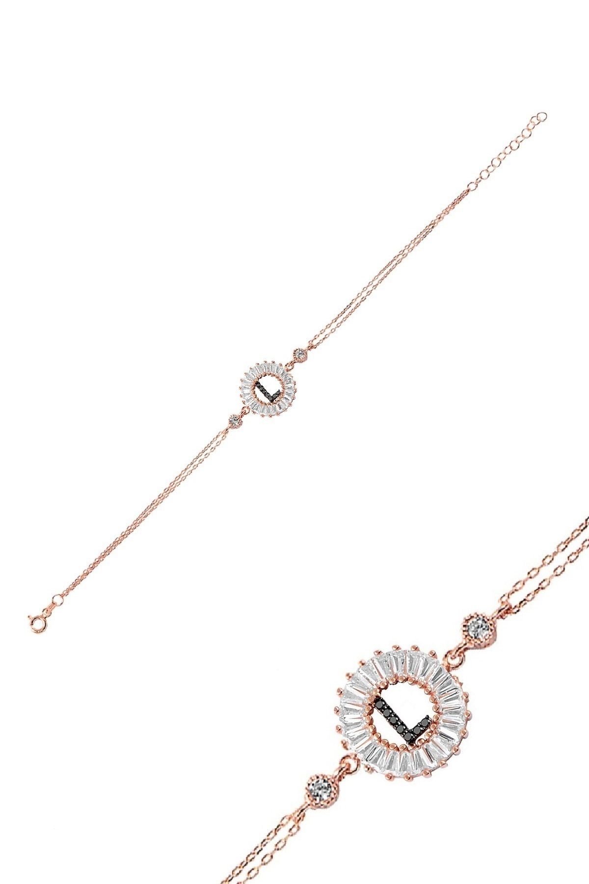 Öze Dönüş – L Harfi Gümüş Bileklik | Rose Gold Kaplamalı