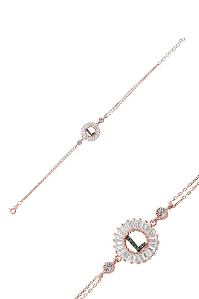 Öze Dönüş – L Harfi Gümüş Bileklik | Rose Gold Kaplamalı