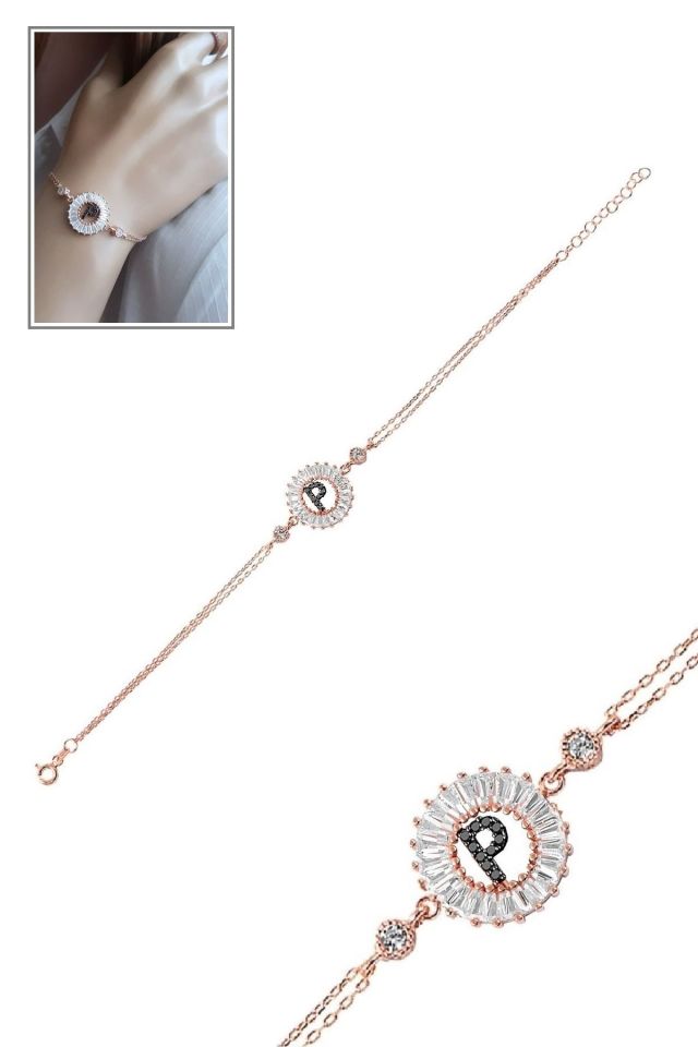 Öze Dönüş – P Harfi Gümüş Bileklik | Rose Gold Kaplamalı