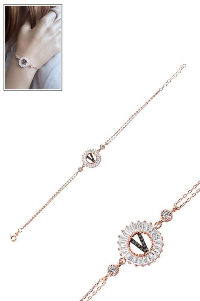Öze Dönüş – V Harfi Gümüş Bileklik | Rose Gold Kaplamalı