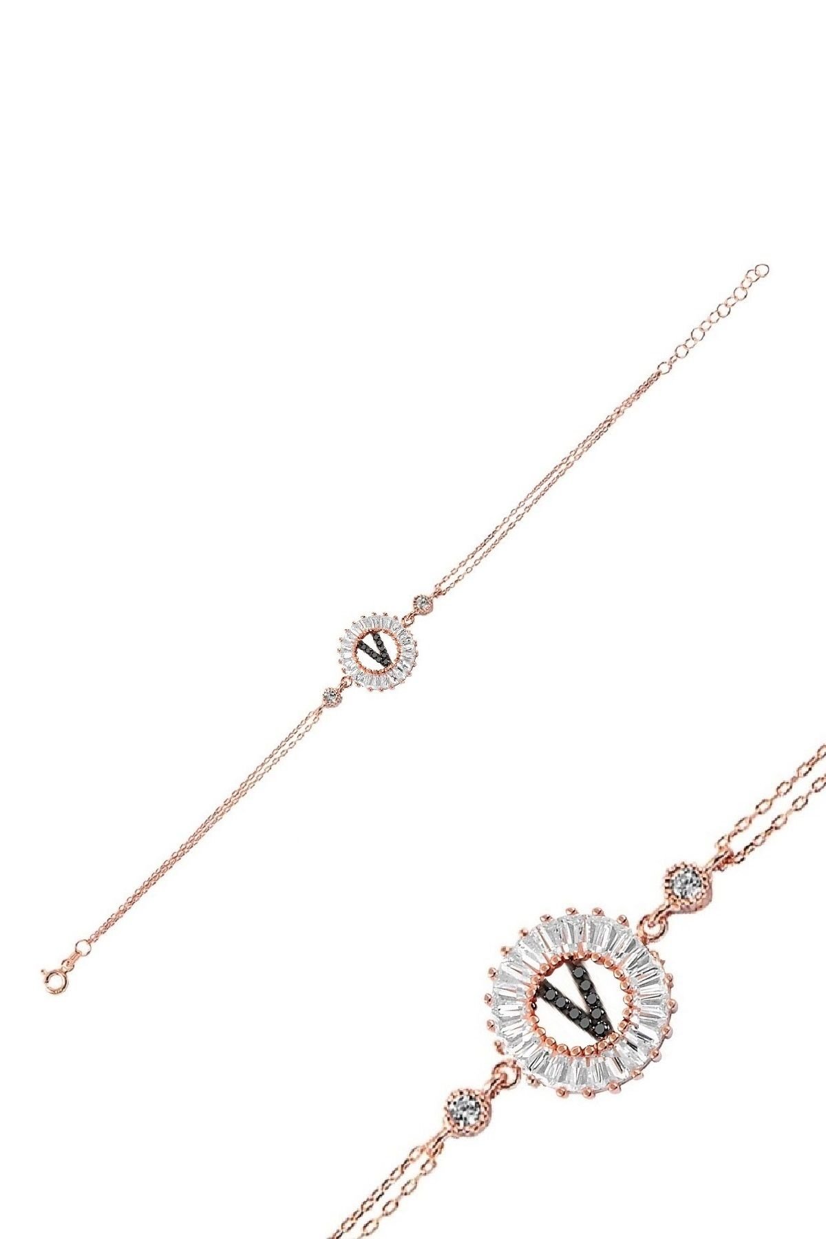 Öze Dönüş – V Harfi Gümüş Bileklik | Rose Gold Kaplamalı