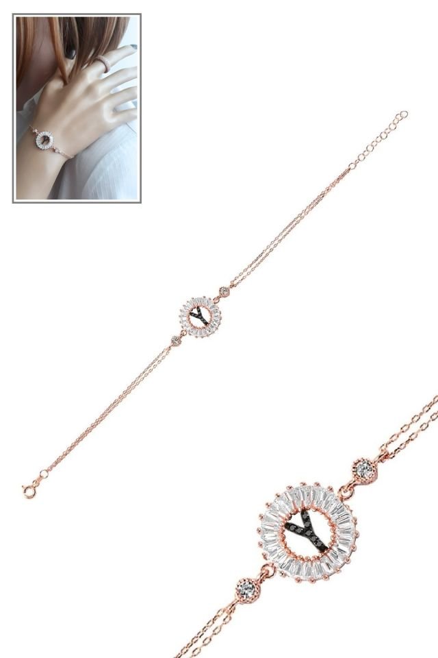 Öze Dönüş – Y Harfi Gümüş Bileklik | Rose Gold Kaplamalı