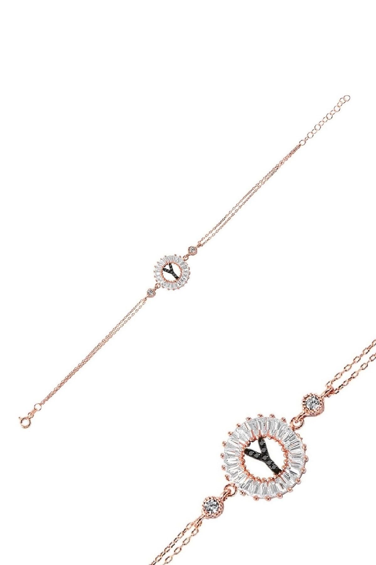 Öze Dönüş – Y Harfi Gümüş Bileklik | Rose Gold Kaplamalı