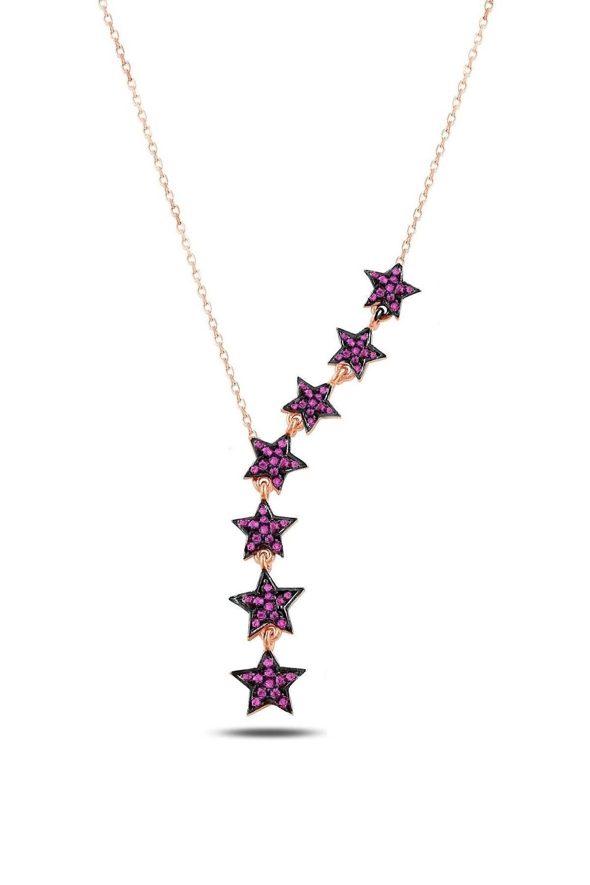 Kadın Fuşya Yıldızlar Geçidi Kolye
