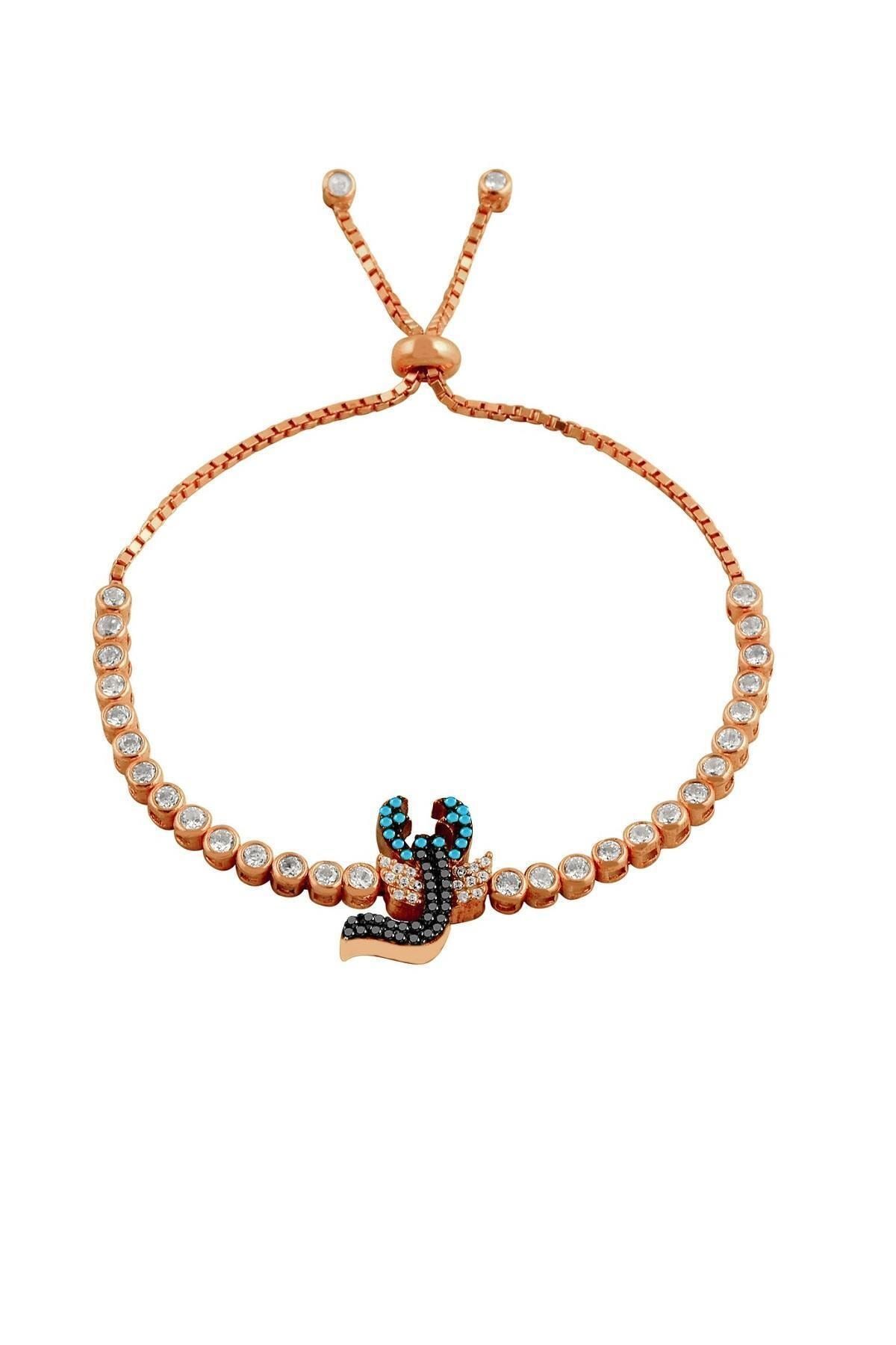 Akrep Figürlü Suyolu Bileklik – 925 Ayar Gümüş - Rose Gold Kaplamalı