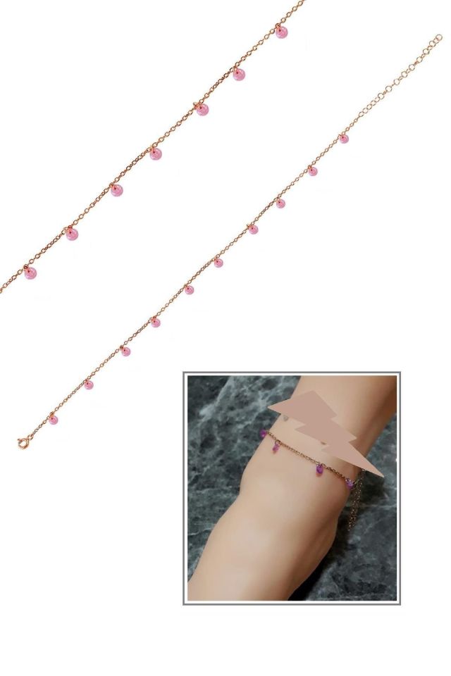Kadın Pembe Taşlı Rose Halhal