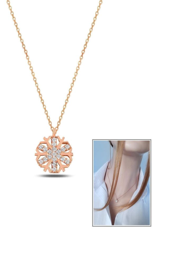 925 Ayar Gümüş Kar Tanesi Kolyeli Hediye Paketi 1