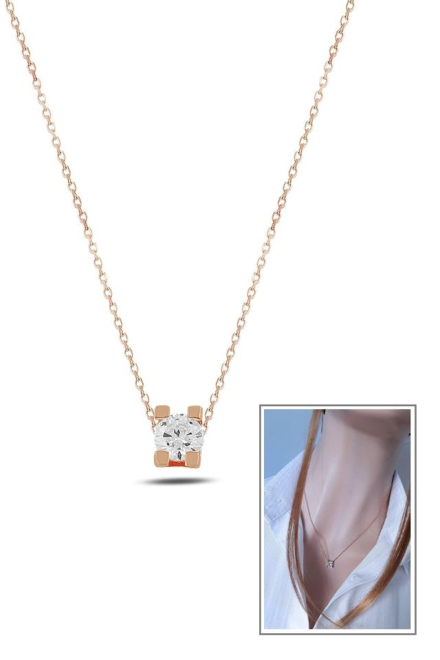 925 Ayar Gümüş Tektaş Kolyeli Hediye Paketi 2