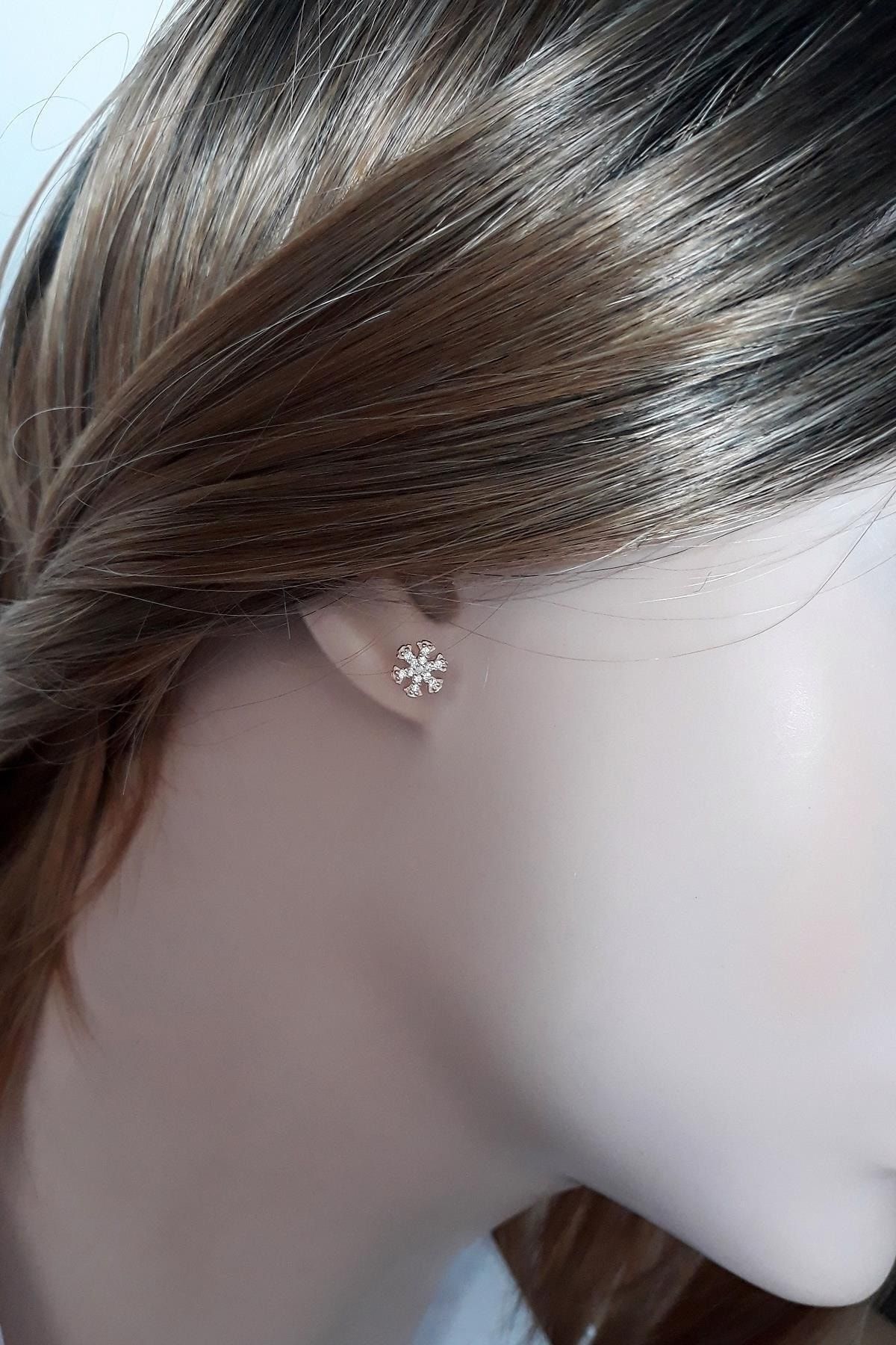 Minimal Kar Tanesi Küpe _rose