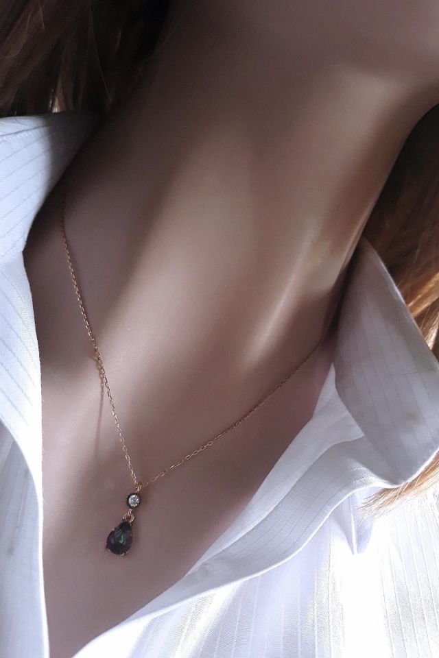 Kadın Rose Elmas Montürlü Topaz Damla İkili Takı Seti