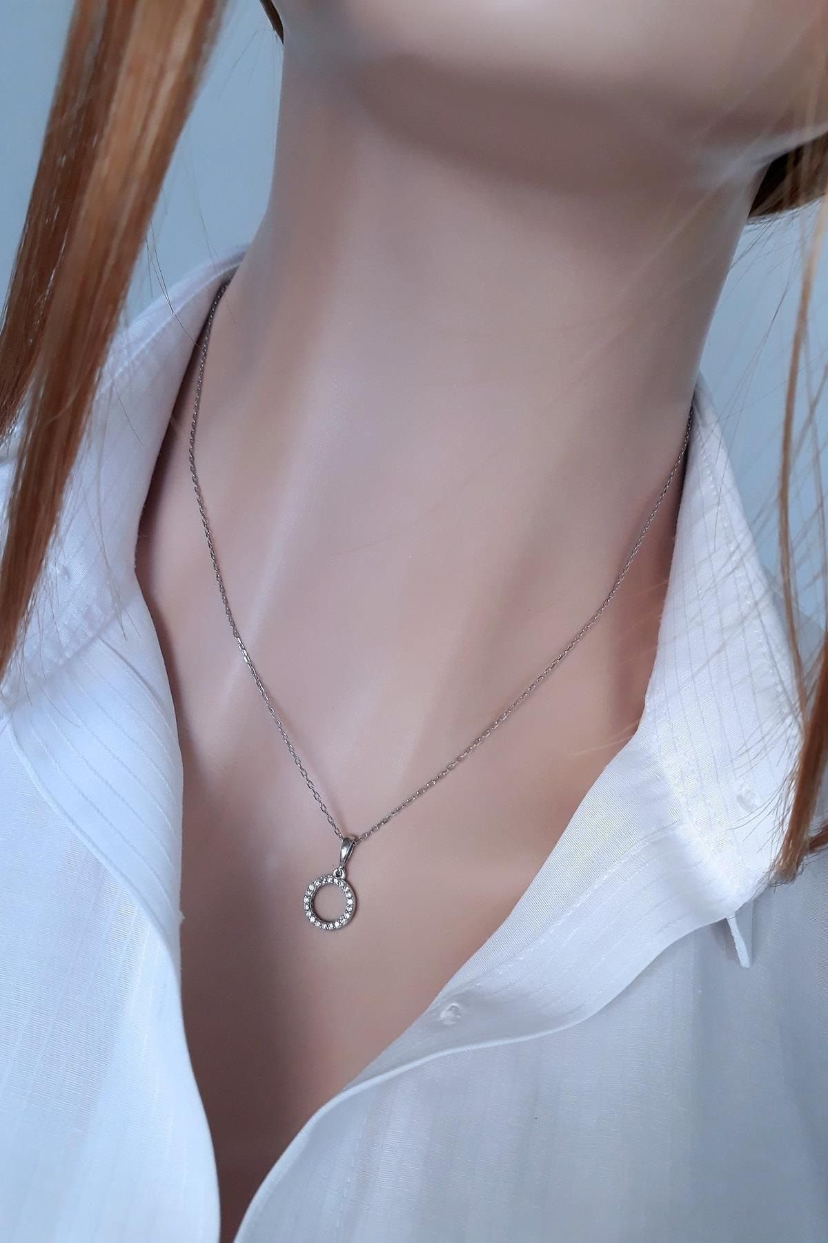 Kadın Çift Yüzlü Kullanım Mini Halka Kolye