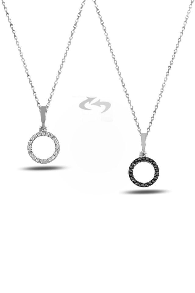 Kadın Çift Yüzlü Kullanım Mini Halka Kolye