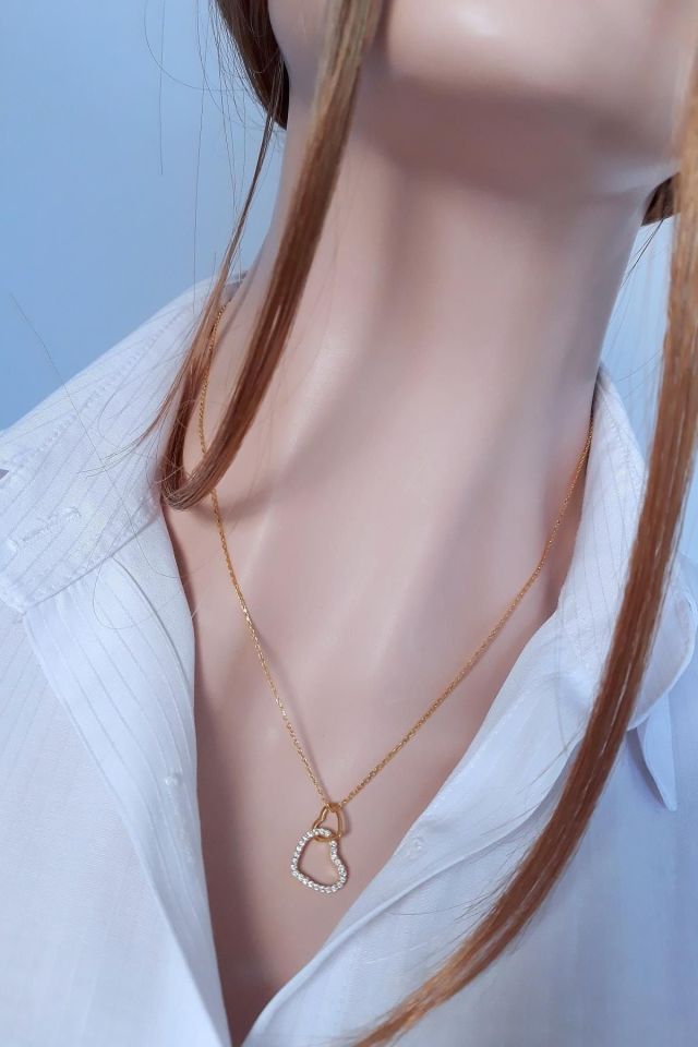 Kadın Bağlı Kalbim 14 k Altın Kaplama Kolye
