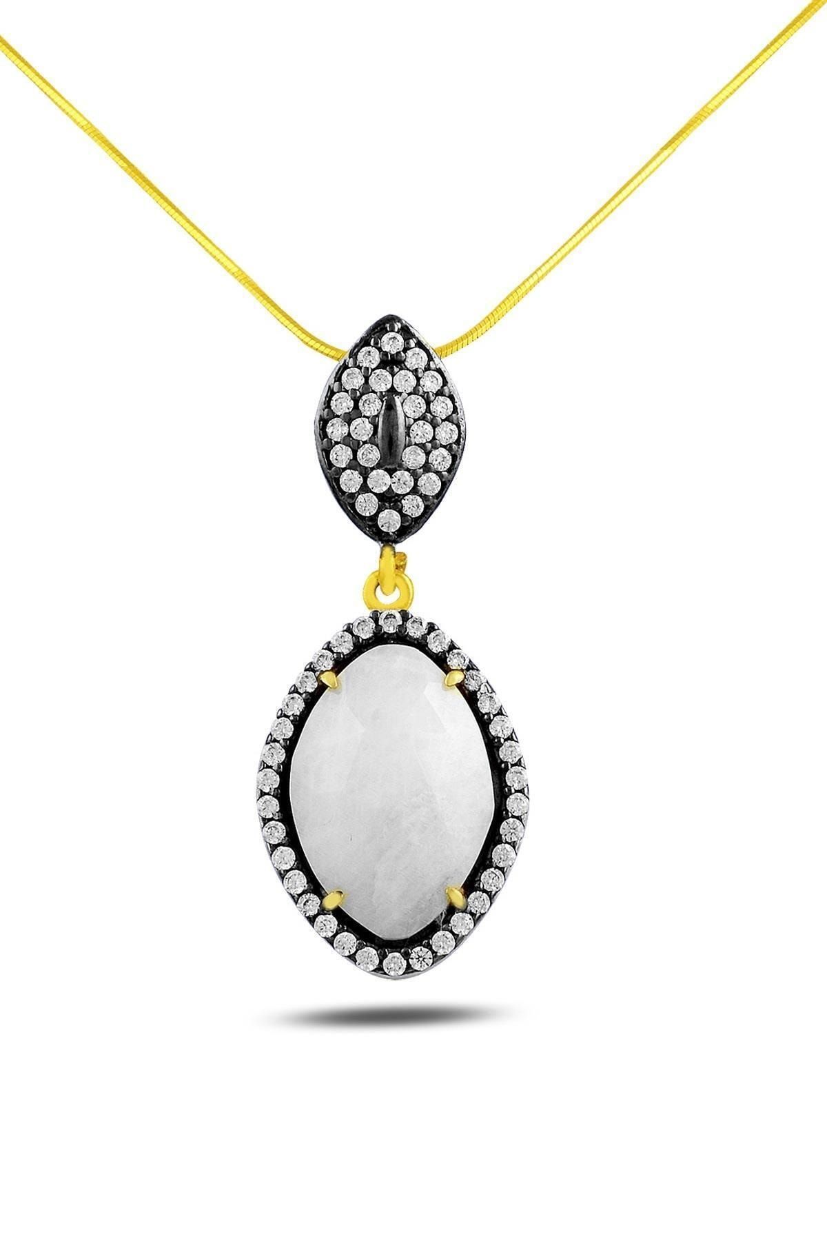 925 Ayar Gümüş Kalsit Doğal Taş Kolye