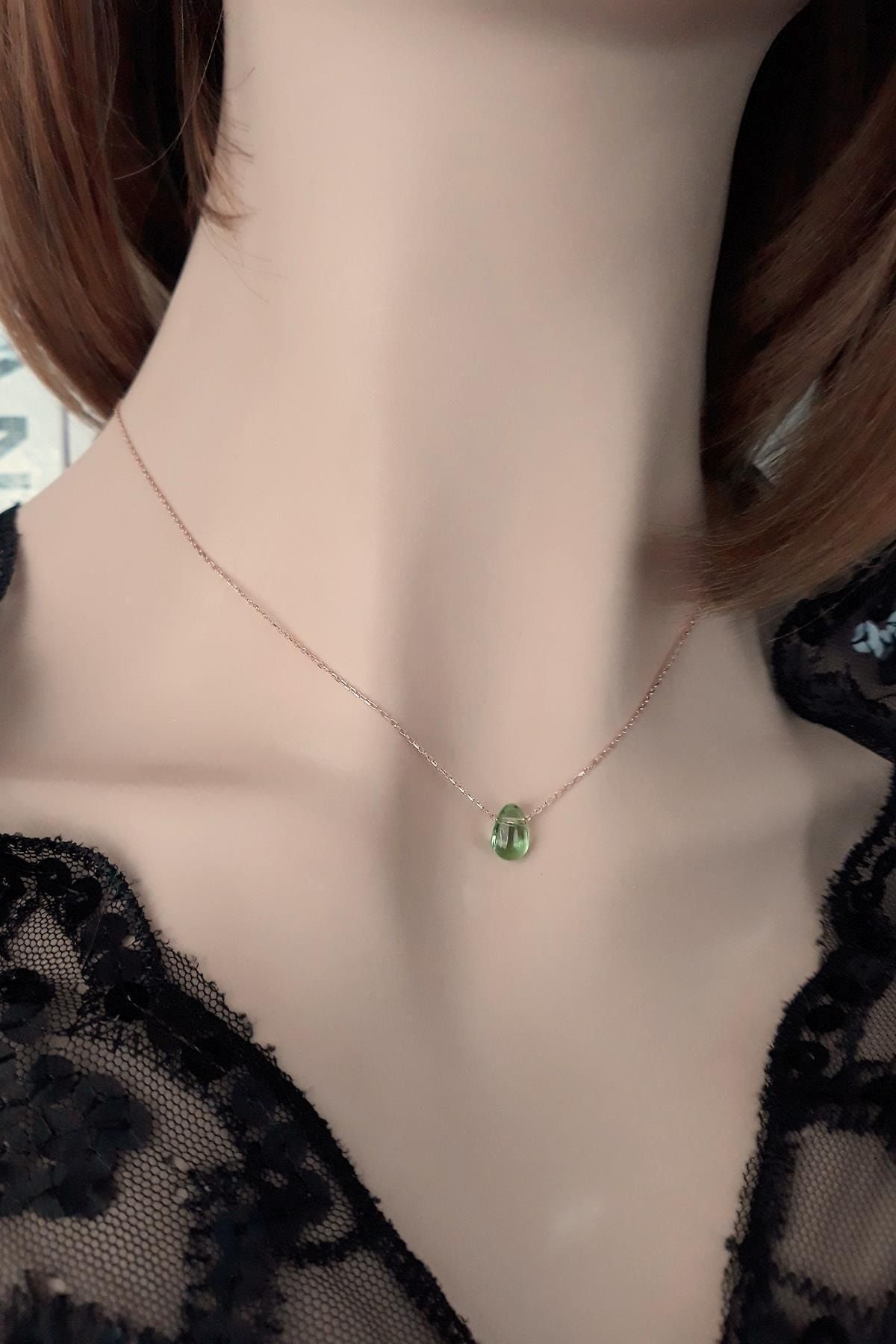 Kadın Rose Mint Su Damlası Kolye