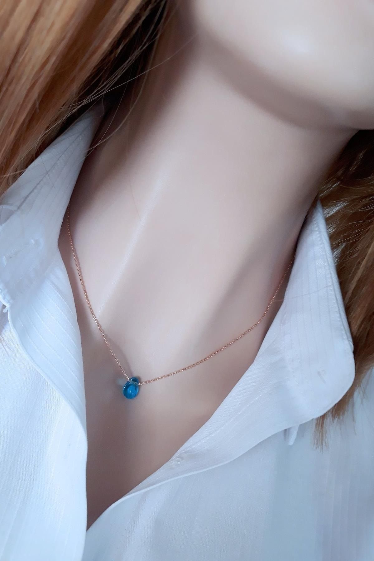 Kadın Rose Aqua Su Damlası Kolye