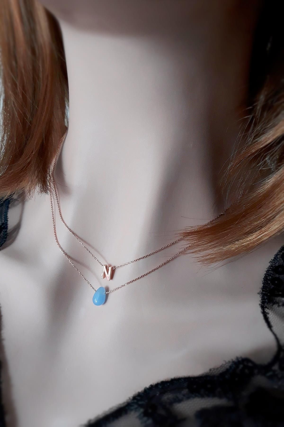 Kadın Harf İkili Kombin Kolye