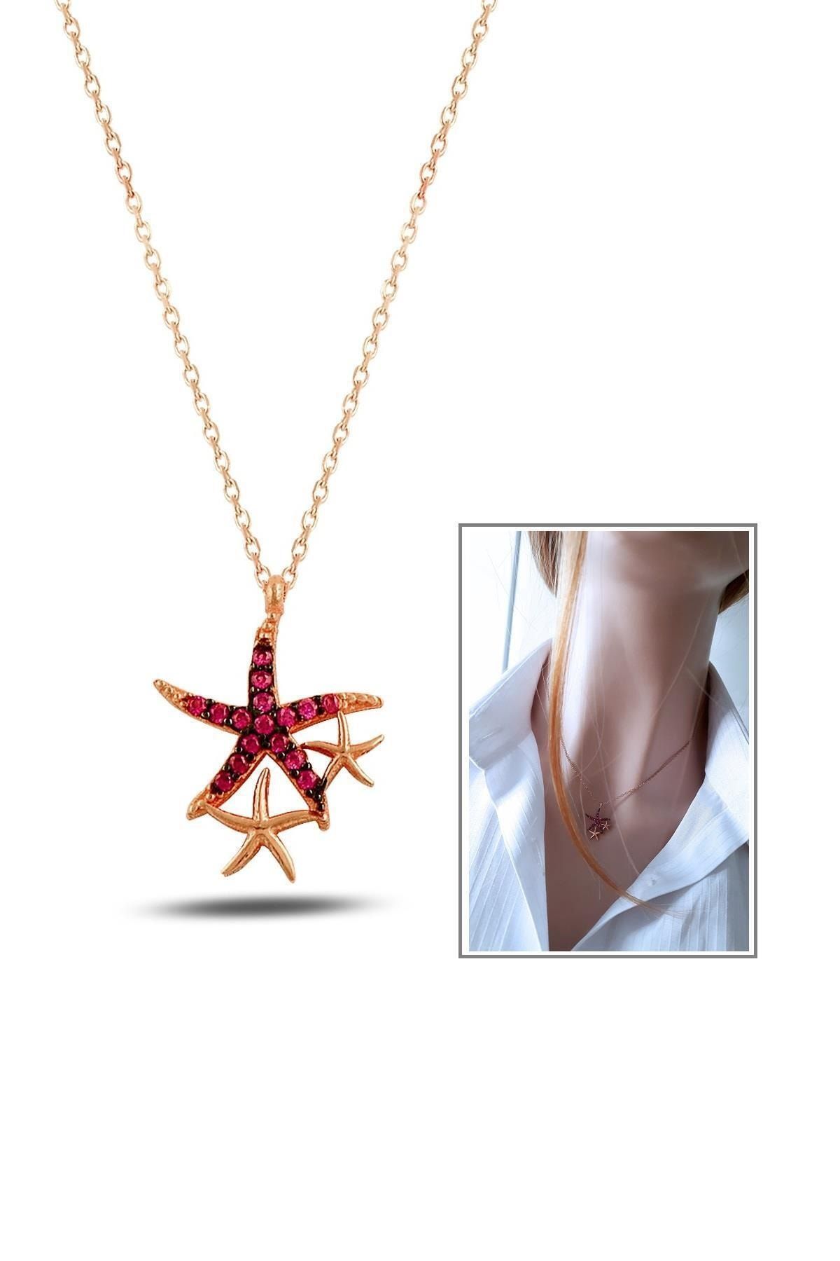 Denizyıldızı Kolye – 925 Ayar Gümüş, Rose Gold Kaplama