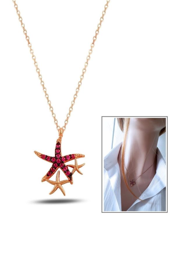 Denizyıldızı Kolye – 925 Ayar Gümüş, Rose Gold Kaplama