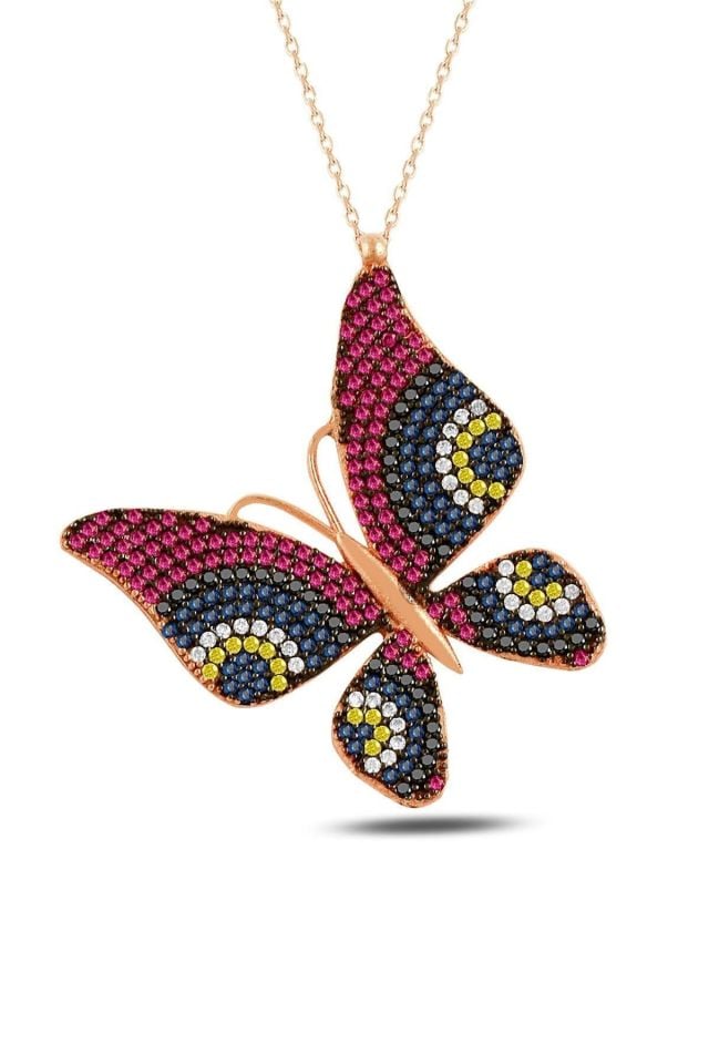 Kadın Fuşya Rüya Kelebek Kolye