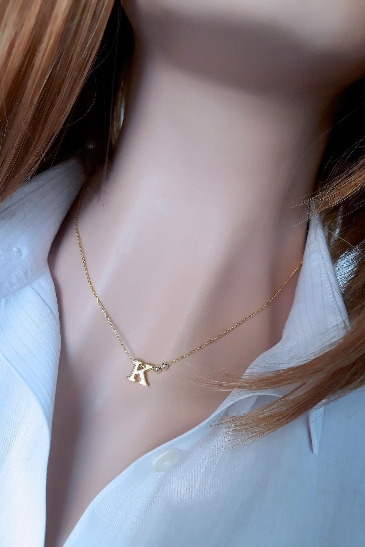 Kadın K Harfi Kolye 14k Altın Kaplama
