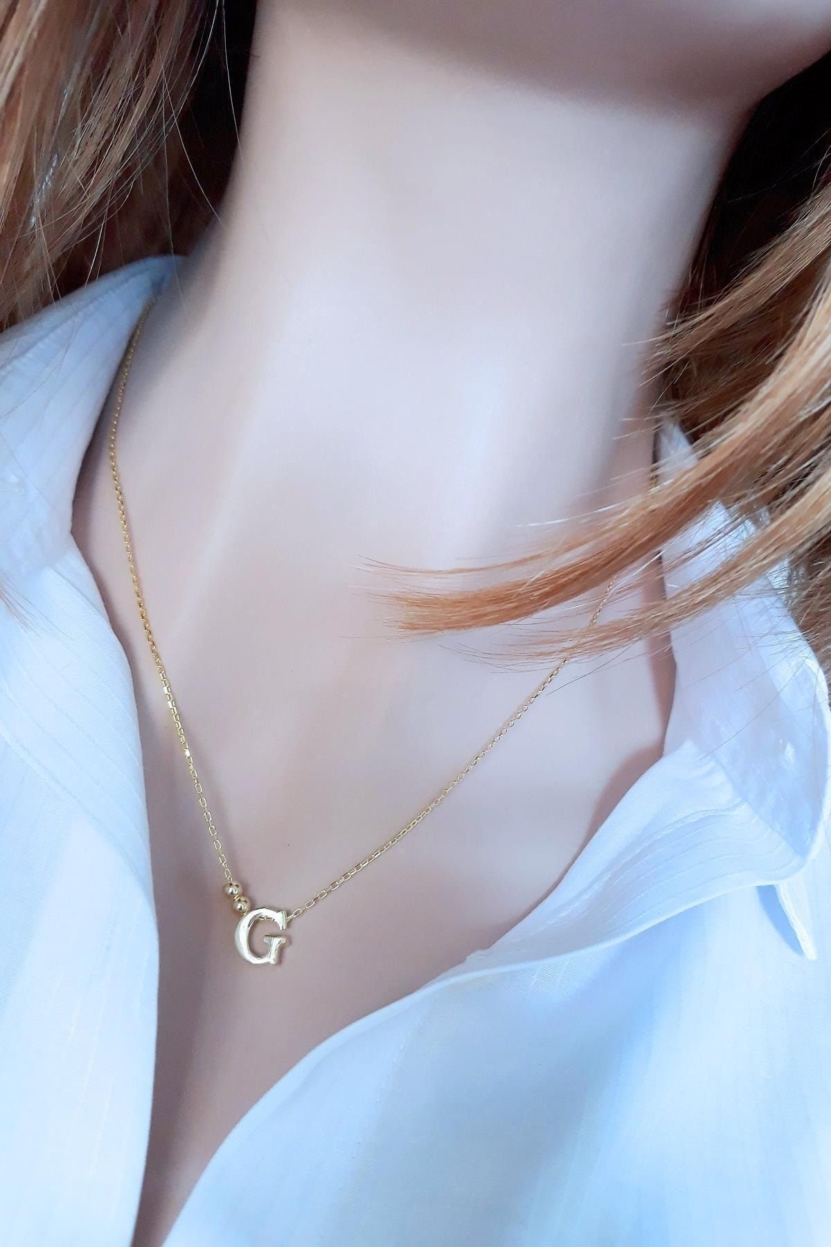 Kadın G Harfi 14k Altın Kaplama Kolye
