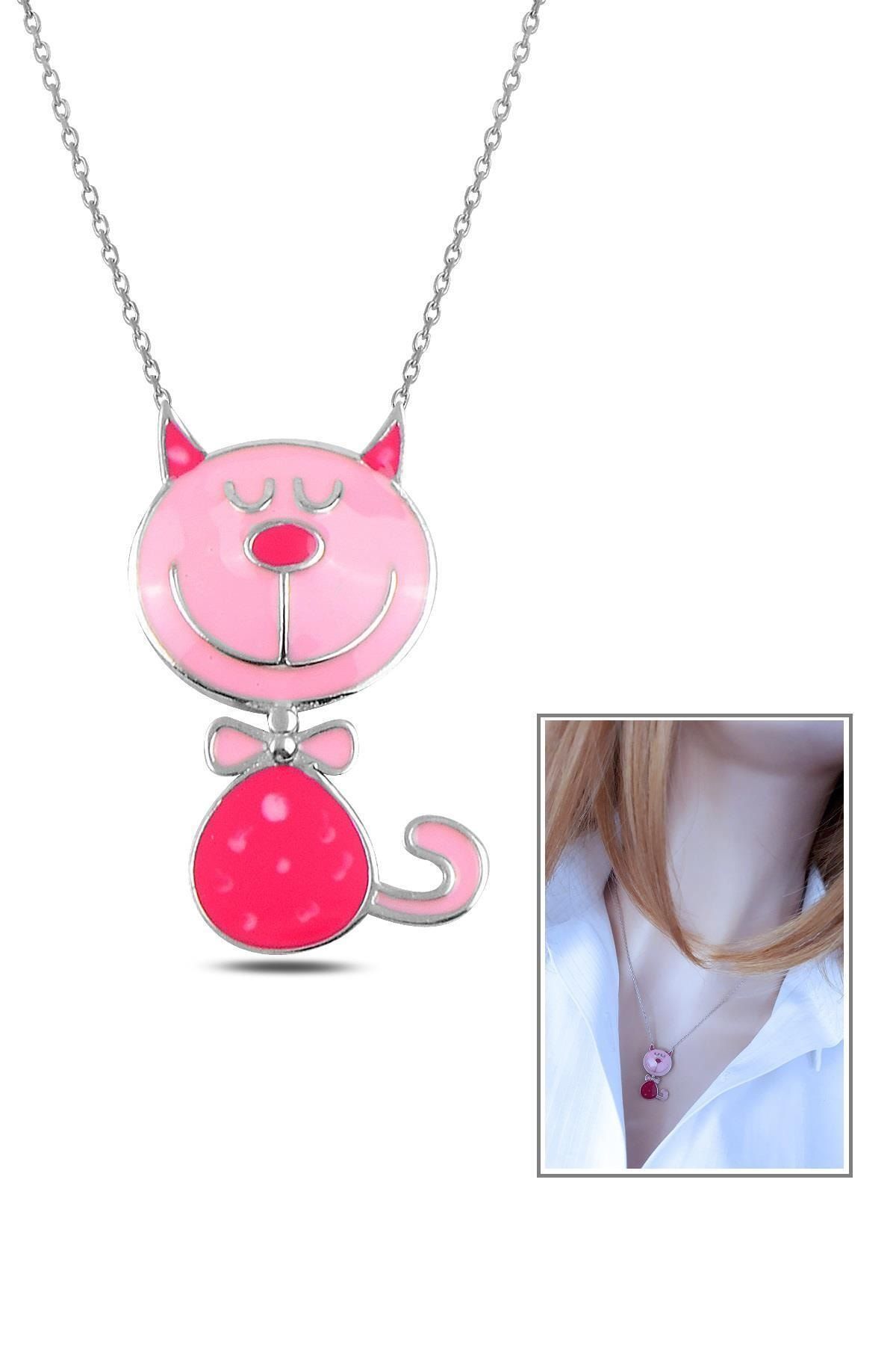 Kadın Pembe Kedi Kolye