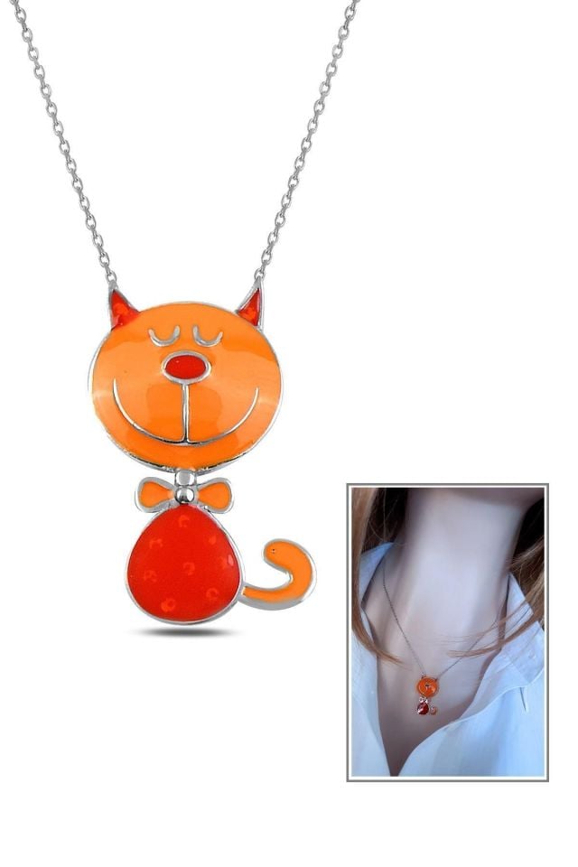 Kadın Turuncu Kedi Kolye