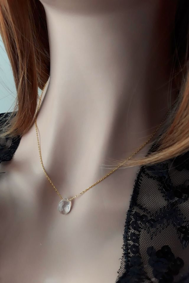 Kristal Damla Kolye – Altın Kaplama