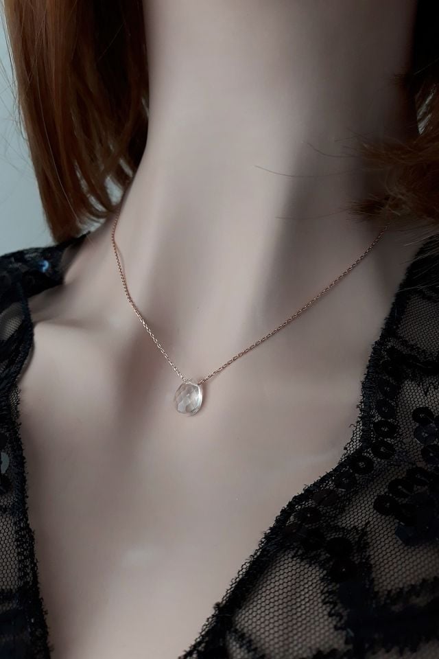 Kristal Damla Kolye – Rose Gold Kaplama