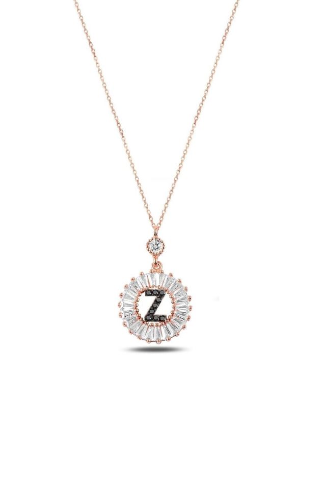 Kadın Öze Dönüş Baget Taşlı Rose Z Harfi Kolye