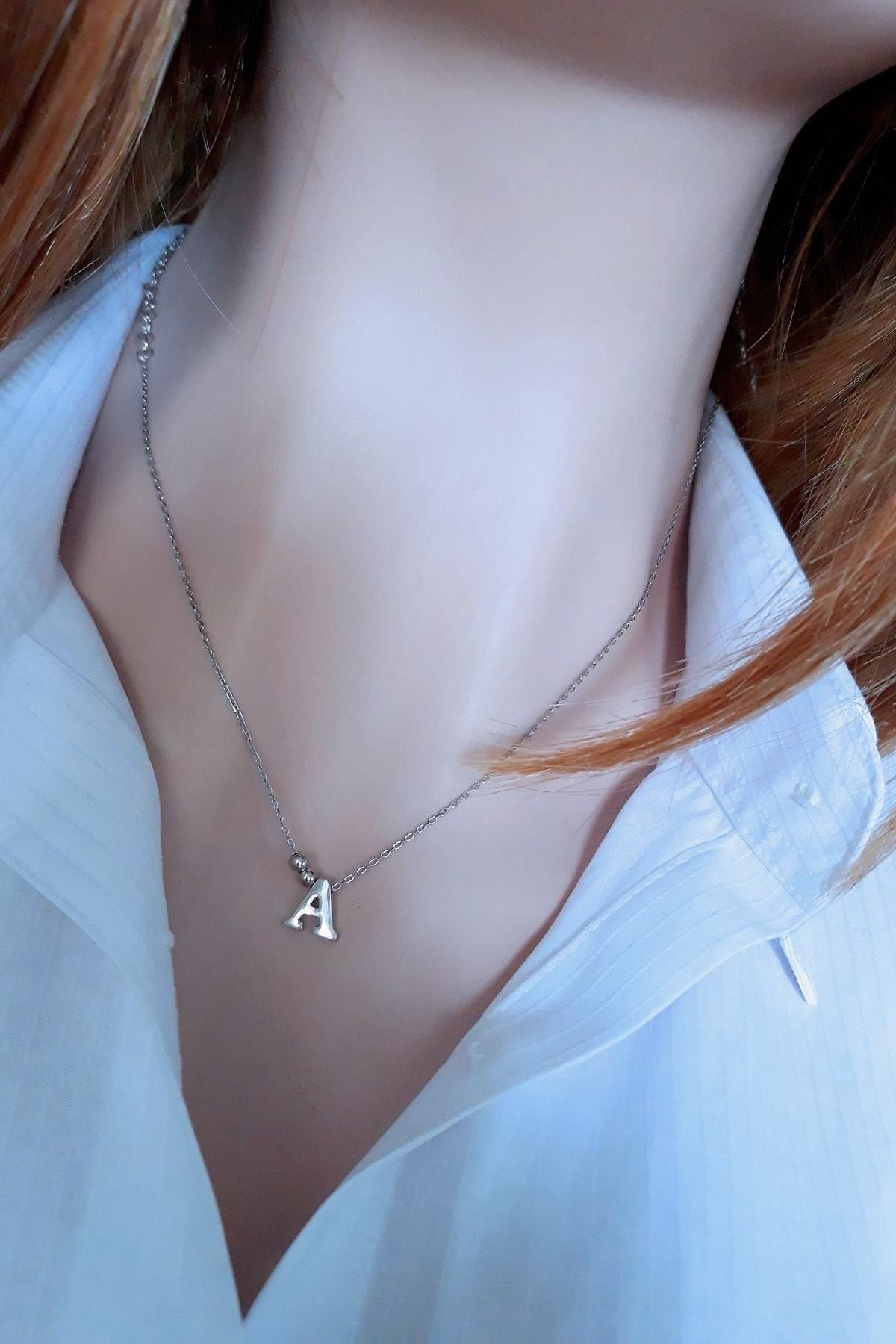 Kadın Gümüş A Harfi Kolye